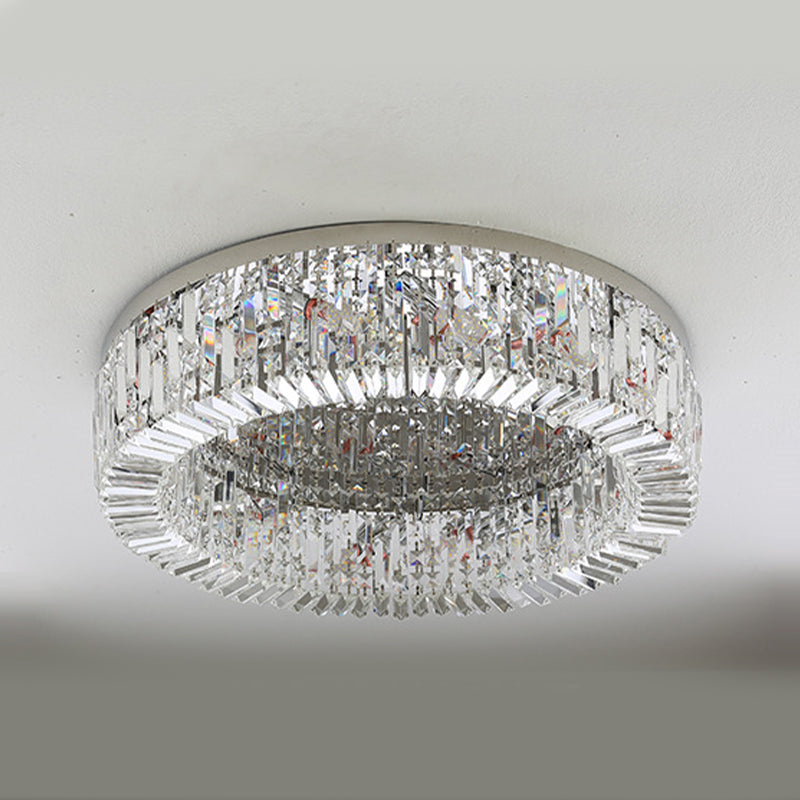 Drum Flush Mount Modern Crystal Flush Ceiling Light for Bedroom