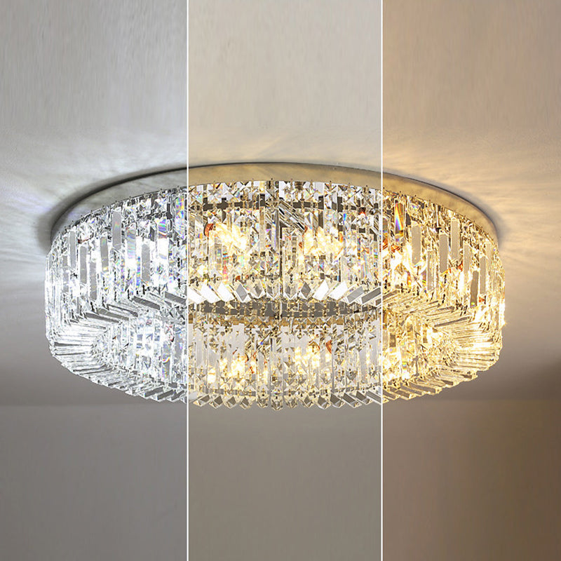 Drum Flush Mount Modern Crystal Flush Ceiling Light for Bedroom