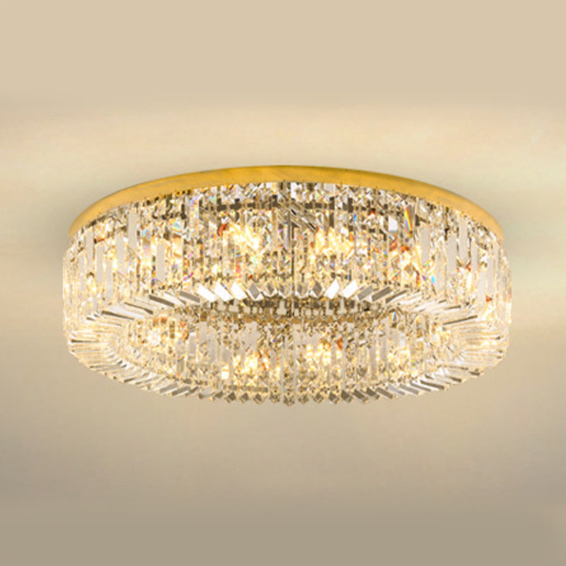 Drum Flush Mount Modern Crystal Flush Ceiling Light for Bedroom