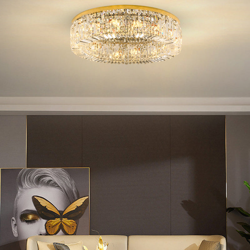 Drum Flush Mount Modern Crystal Flush Ceiling Light for Bedroom