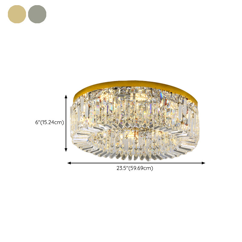 Drum Flush Mount Modern Crystal Flush Ceiling Light for Bedroom