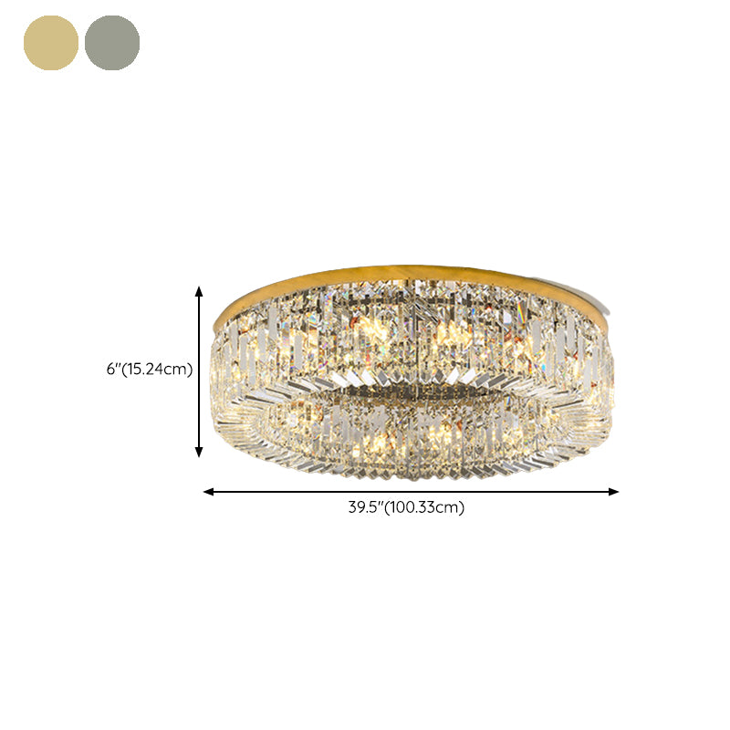 Drum Flush Mount Modern Crystal Flush Ceiling Light for Bedroom