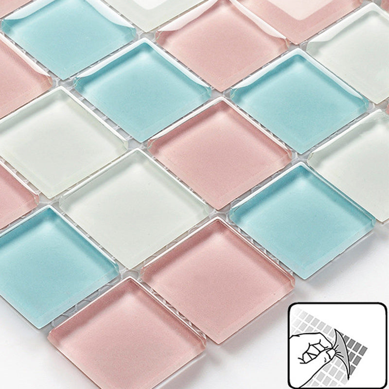 12" x 12" Peel & Stick Tie Glass Square Grid Mosaic Peel and Stick Tile 10-Pack