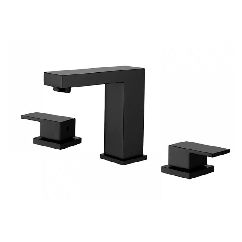 Modern Double Handle Sink Faucet with Water Inlet Pipe Bathroom Brass Sink Faucet