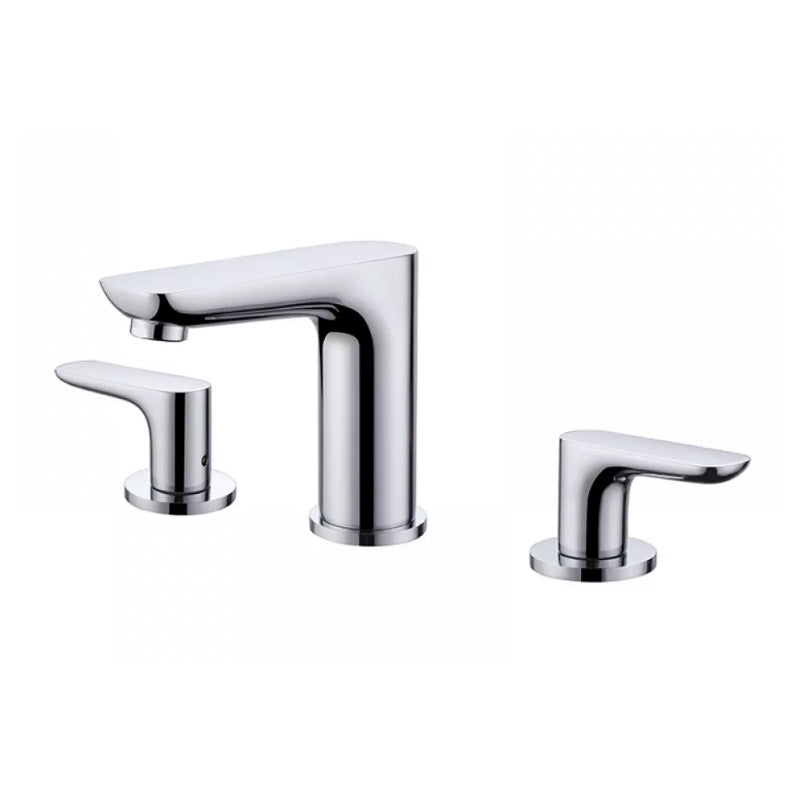 Modern Double Handle Sink Faucet with Water Inlet Pipe Bathroom Brass Sink Faucet