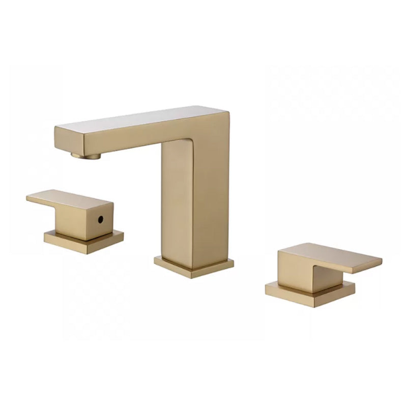 Modern Double Handle Sink Faucet with Water Inlet Pipe Bathroom Brass Sink Faucet