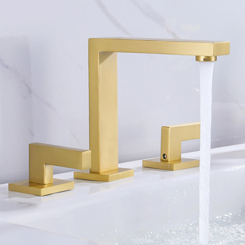 Modern Double Handle Sink Faucet with Water Inlet Pipe Bathroom Brass Sink Faucet