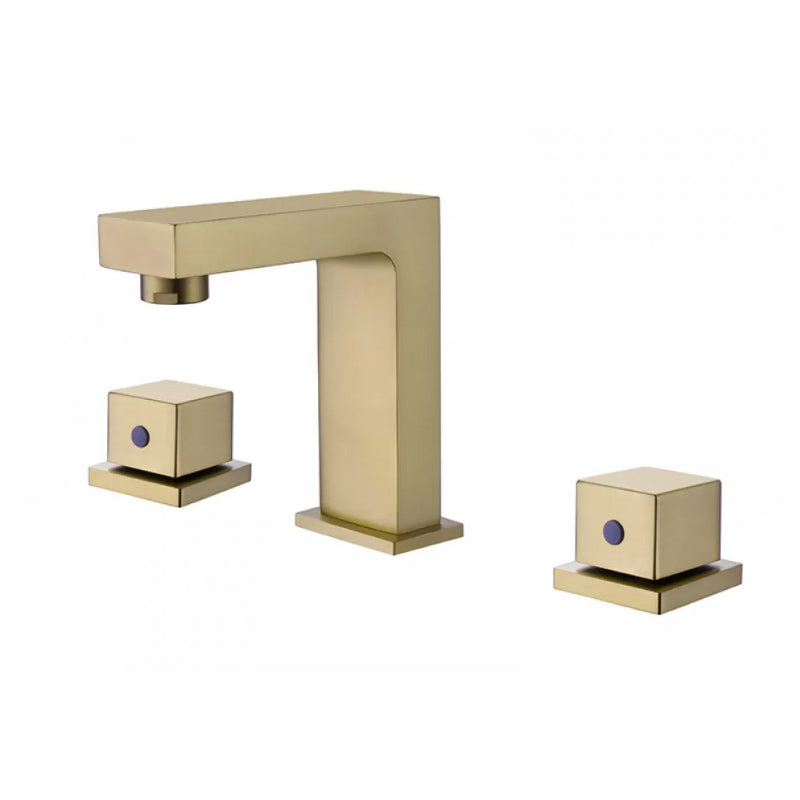 Modern Double Handle Sink Faucet with Water Inlet Pipe Bathroom Brass Sink Faucet