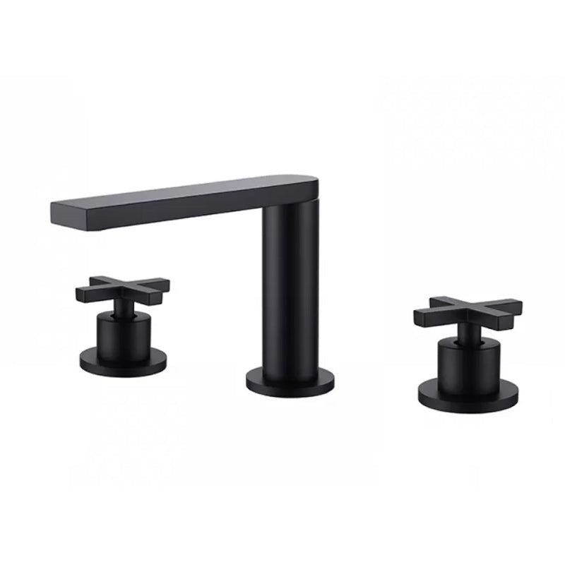 Modern Double Handle Sink Faucet with Water Inlet Pipe Bathroom Brass Sink Faucet