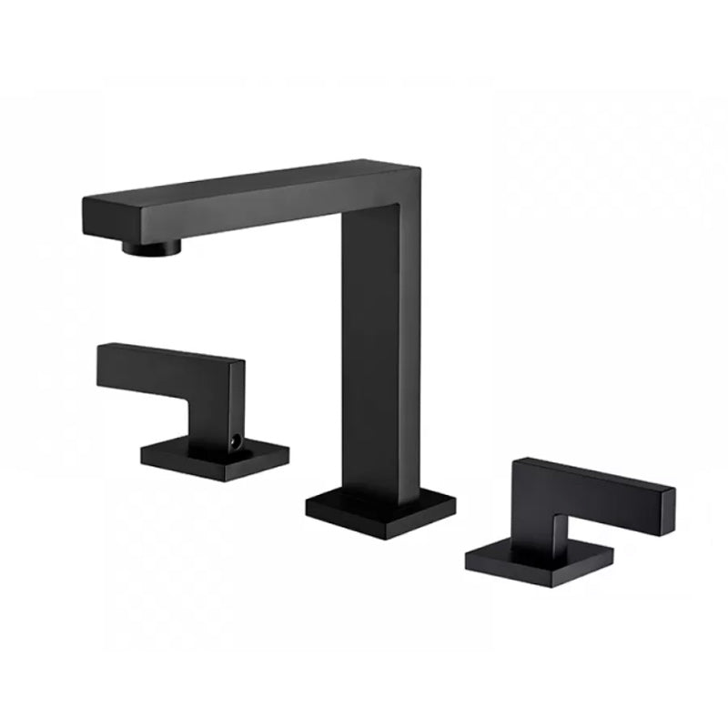 Modern Double Handle Sink Faucet with Water Inlet Pipe Bathroom Brass Sink Faucet