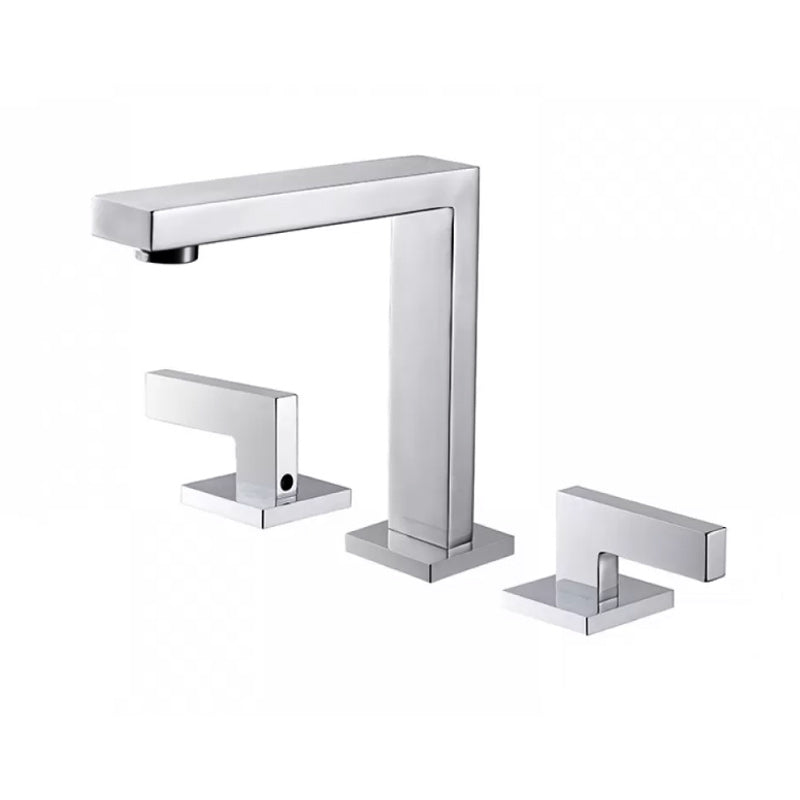 Modern Double Handle Sink Faucet with Water Inlet Pipe Bathroom Brass Sink Faucet