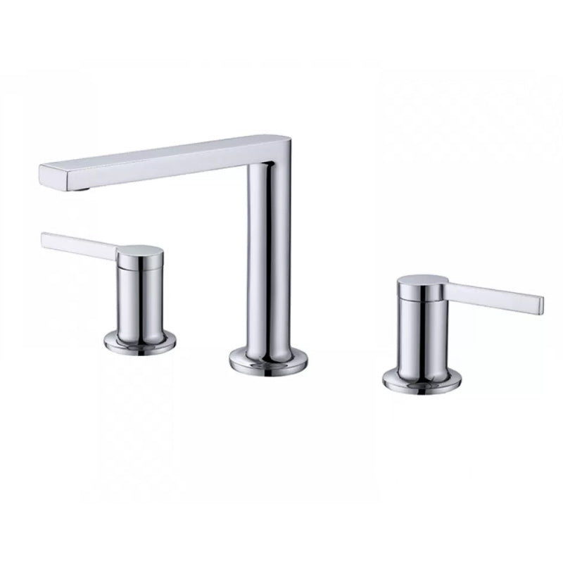 Modern Double Handle Sink Faucet with Water Inlet Pipe Bathroom Brass Sink Faucet