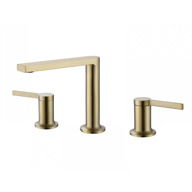 Modern Double Handle Sink Faucet with Water Inlet Pipe Bathroom Brass Sink Faucet