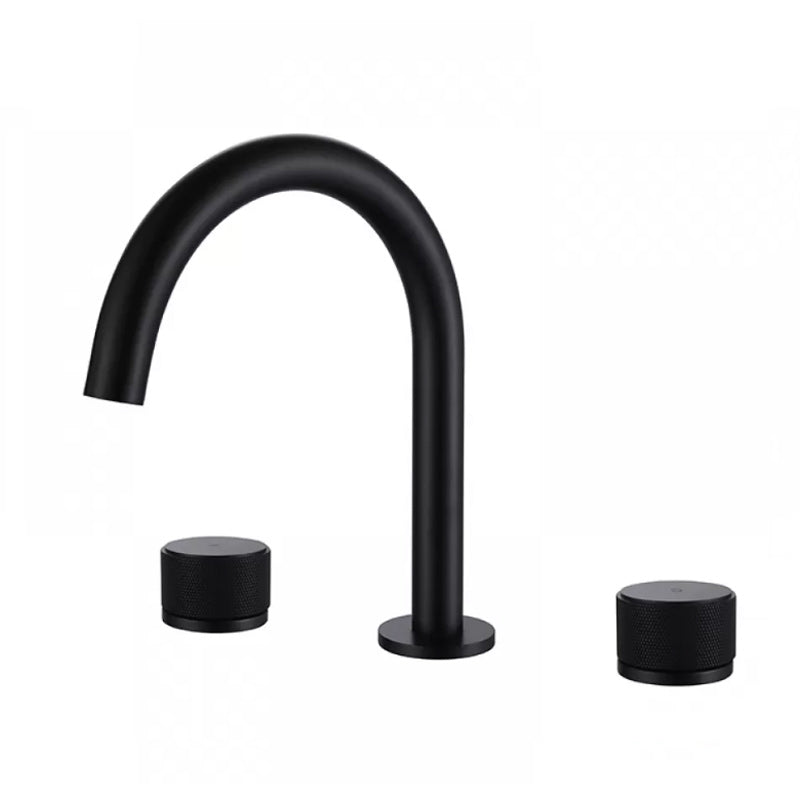 Modern Double Handle Sink Faucet with Water Inlet Pipe Bathroom Brass Sink Faucet