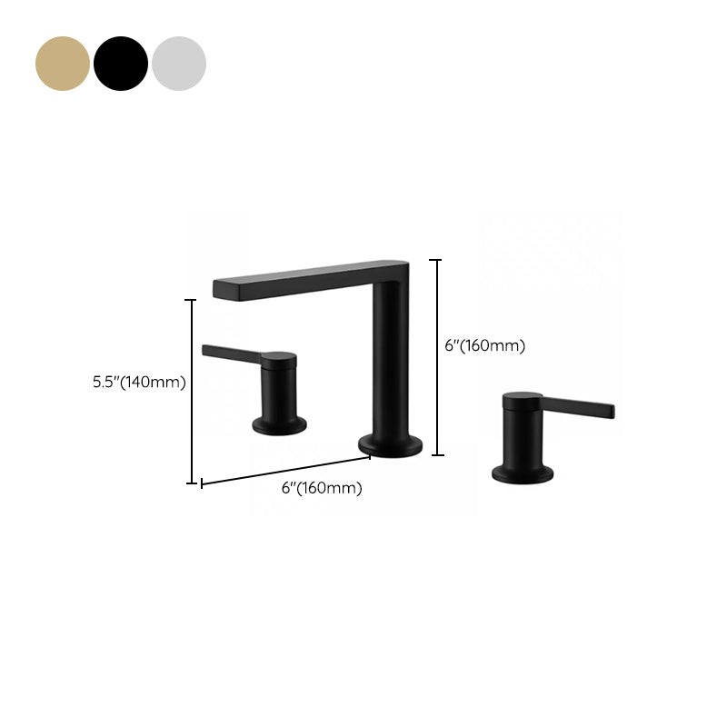 Modern Double Handle Sink Faucet with Water Inlet Pipe Bathroom Brass Sink Faucet