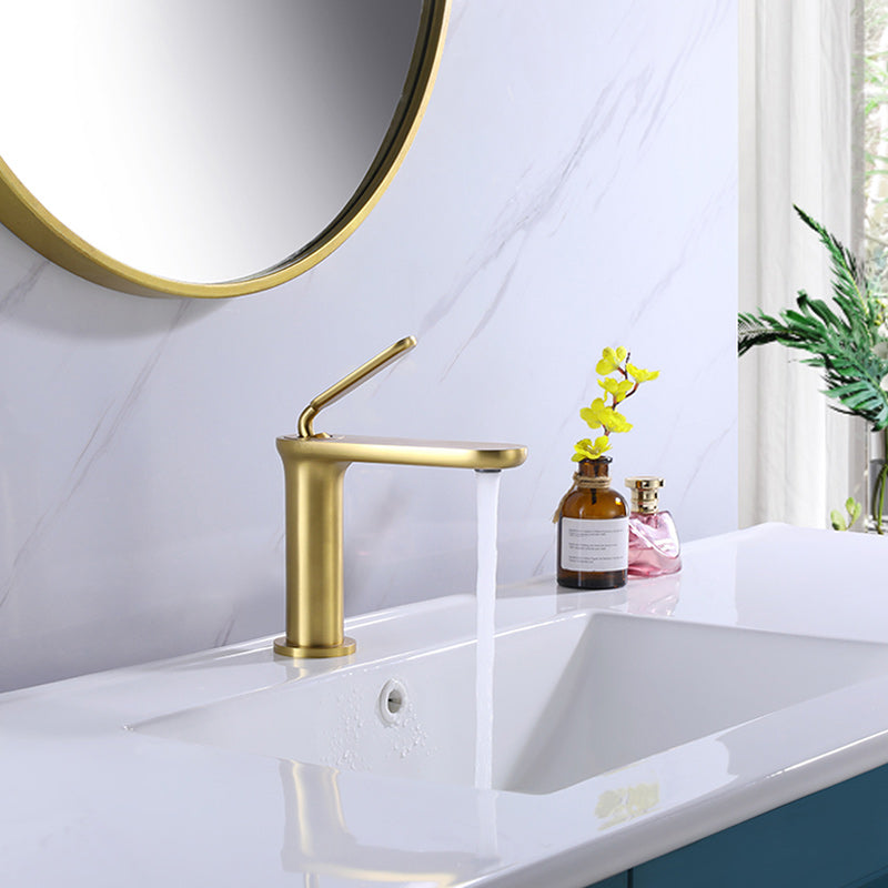 Square Single Hole Sink Faucet Low Arc Bathroom Brass Sink Faucet