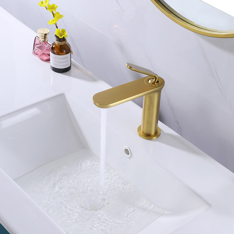 Square Single Hole Sink Faucet Low Arc Bathroom Brass Sink Faucet