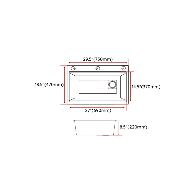 Quartz Kitchen Sink Modern 1-Bowl White Kitchen Sink with Rectangular Shape