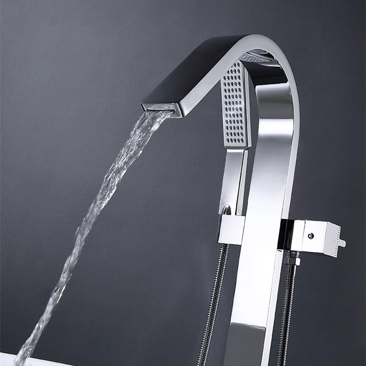 Floor Mounted Metal Freestanding Tub Filler 2 Handles Freestanding Bathtub Faucet