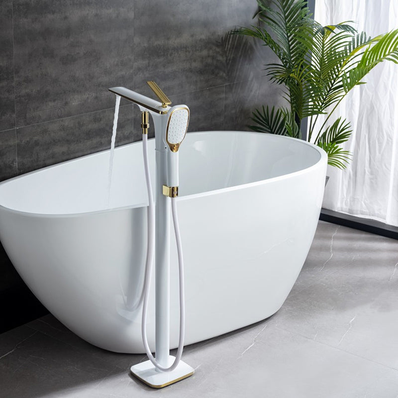 Floor Mounted Metal Freestanding Tub Filler 2 Handles Freestanding Bathtub Faucet