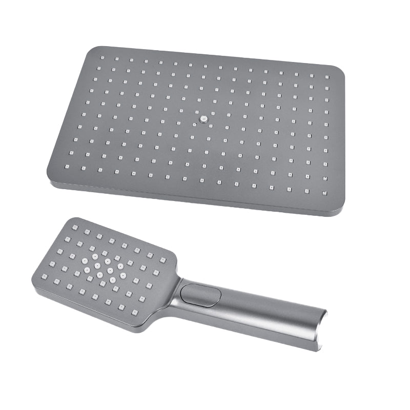 Rectangle Grey Shower Head Combo Standard Spray Pattern Showerhead