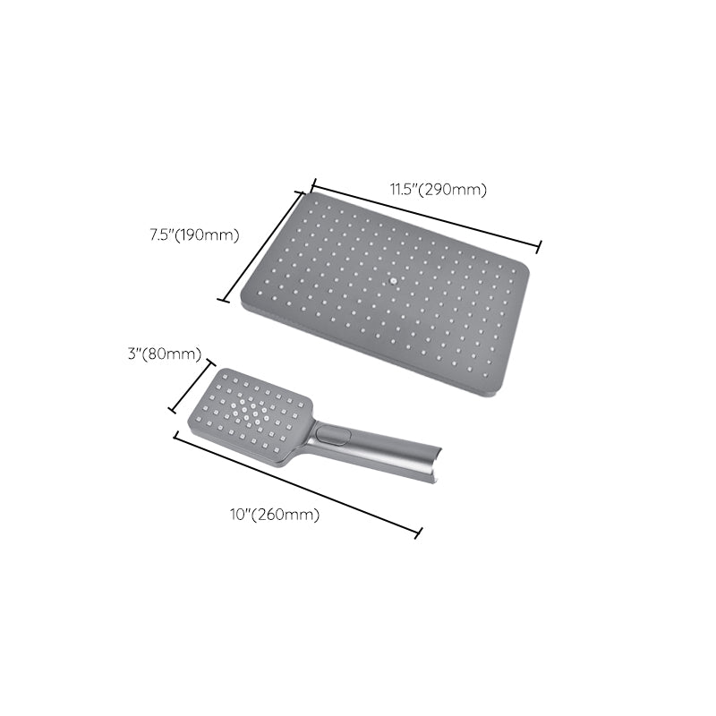 Rectangle Grey Shower Head Combo Standard Spray Pattern Showerhead