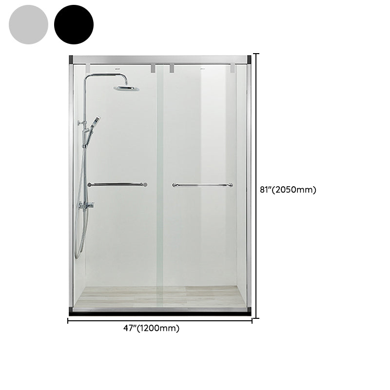 Black Double Sliding Shower Bath Door Semi-Frameless Tempered Shower Doors