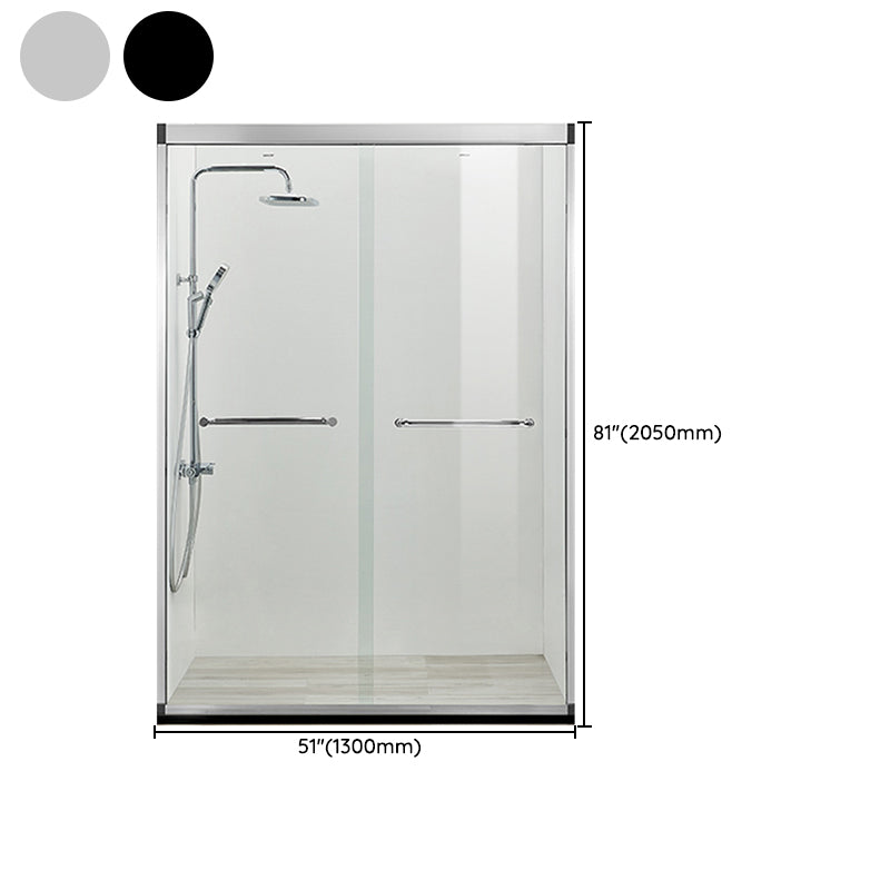 Black Double Sliding Shower Bath Door Semi-Frameless Tempered Shower Doors