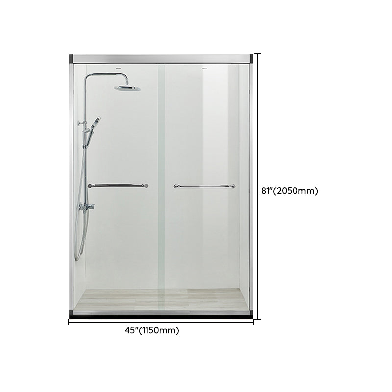 Black Double Sliding Shower Bath Door Semi-Frameless Tempered Shower Doors