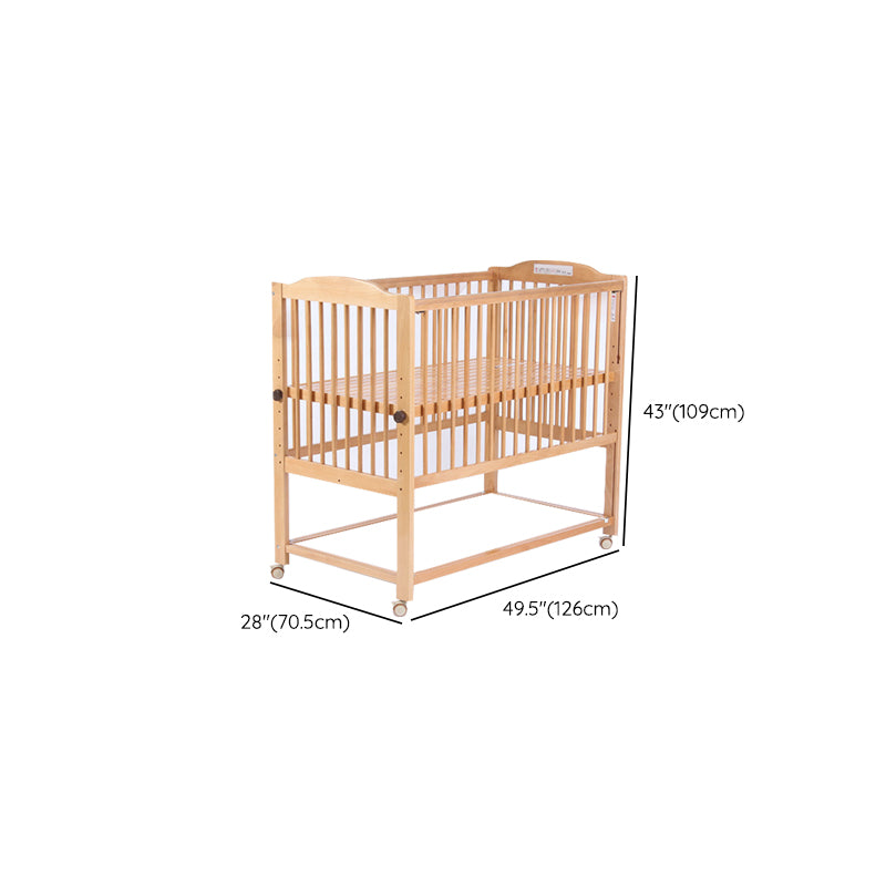 Solid Wood Convertible Crib Farmhouse Nursery Crib with Casters