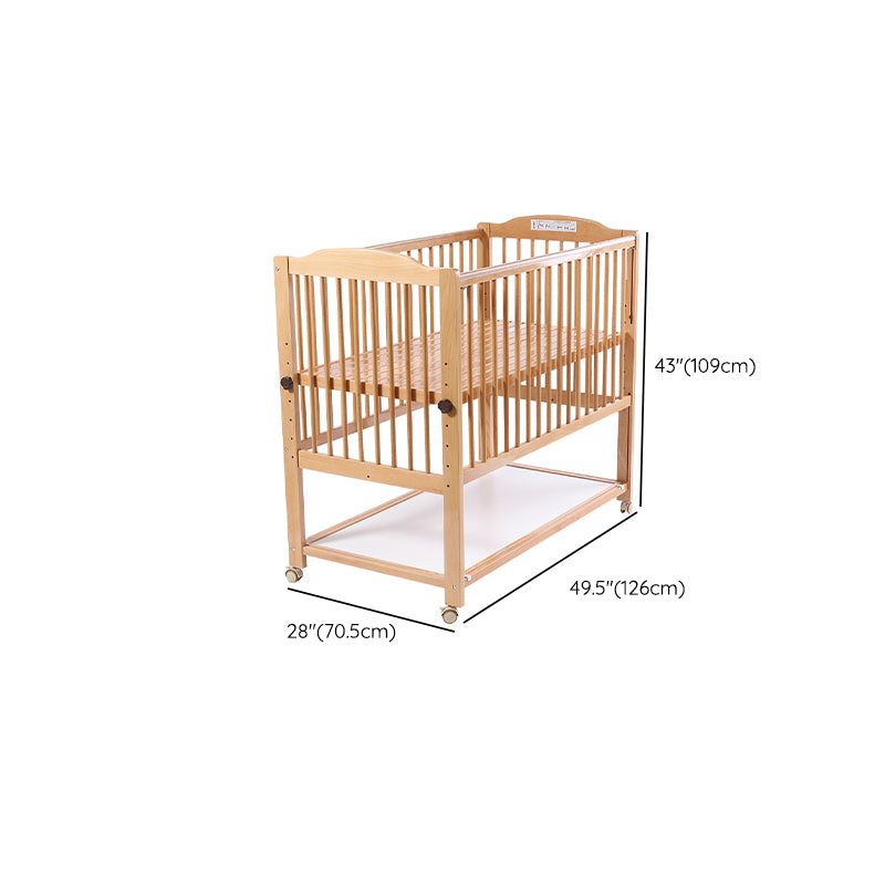 Solid Wood Convertible Crib Farmhouse Nursery Crib with Casters