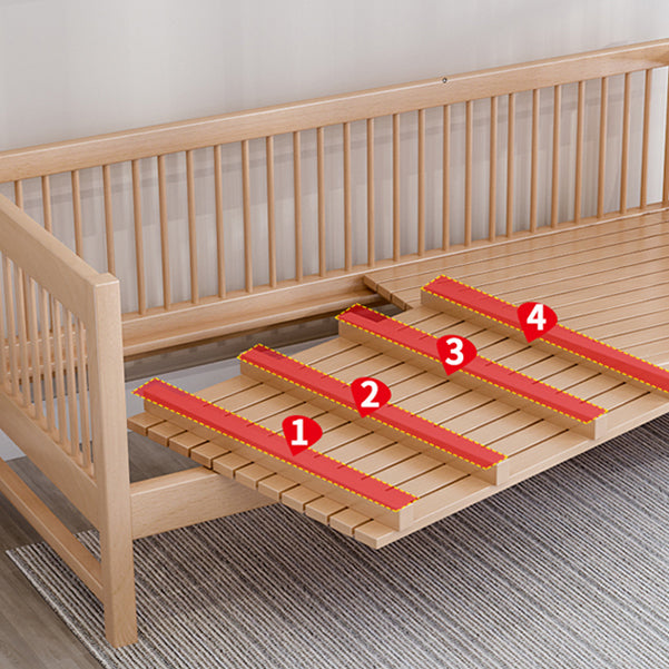 Scandinavian Beech Wood Nursery Crib Standard Size Crib with Guardrail