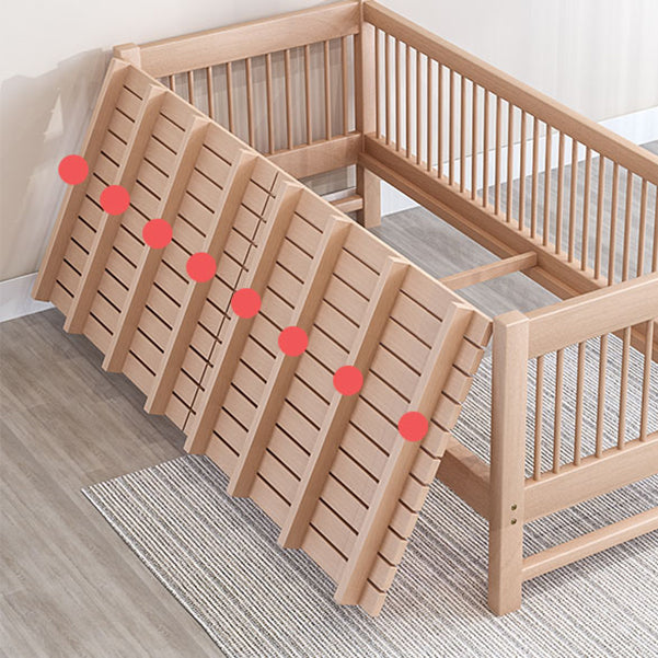 Scandinavian Beech Wood Nursery Crib Standard Size Crib with Guardrail