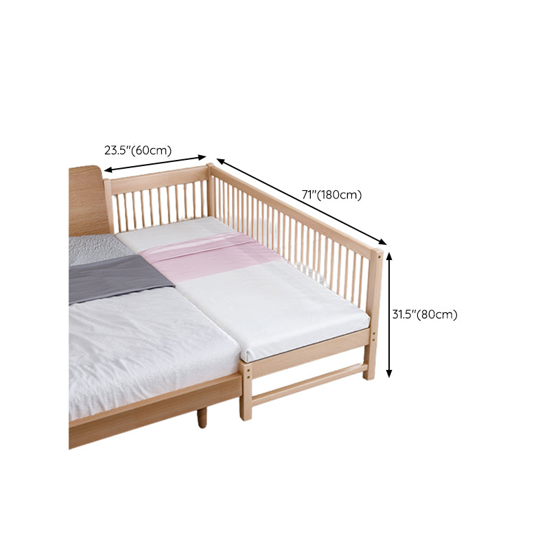 Scandinavian Beech Wood Nursery Crib Standard Size Crib with Guardrail