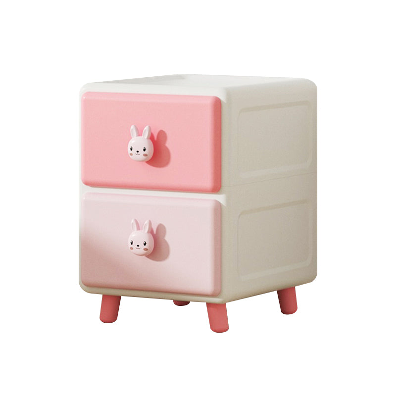 Northern European Vertical Kids Nightstand Pink/Brown Plastic Nursery Dresser for Room