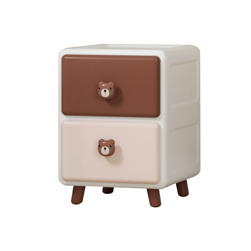 Northern European Vertical Kids Nightstand Pink/Brown Plastic Nursery Dresser for Room