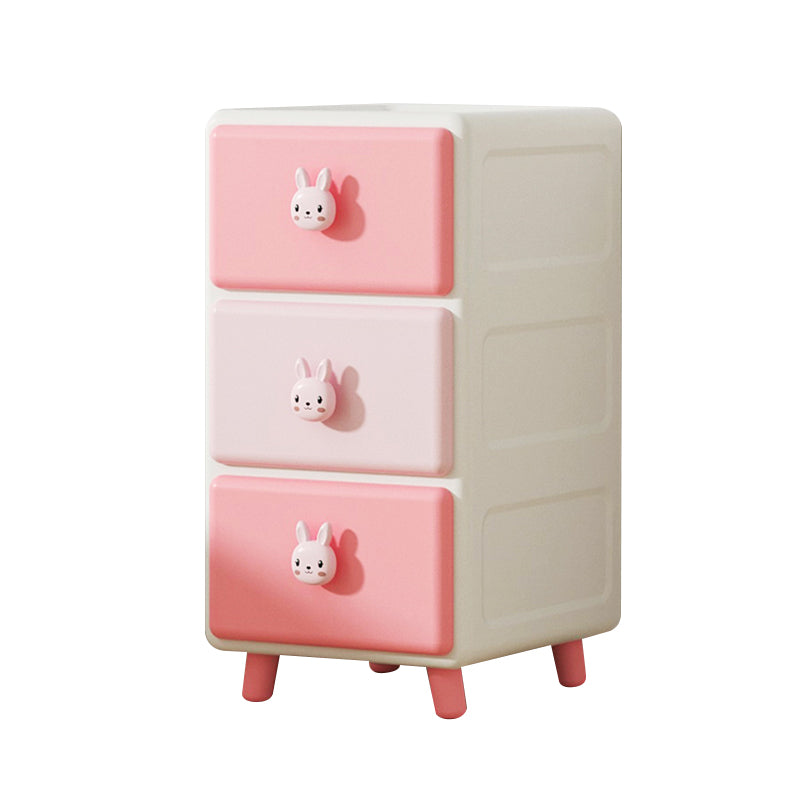 Northern European Vertical Kids Nightstand Pink/Brown Plastic Nursery Dresser for Room