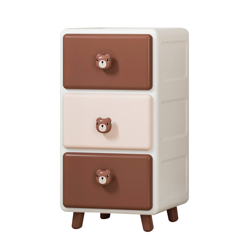 Northern European Vertical Kids Nightstand Pink/Brown Plastic Nursery Dresser for Room