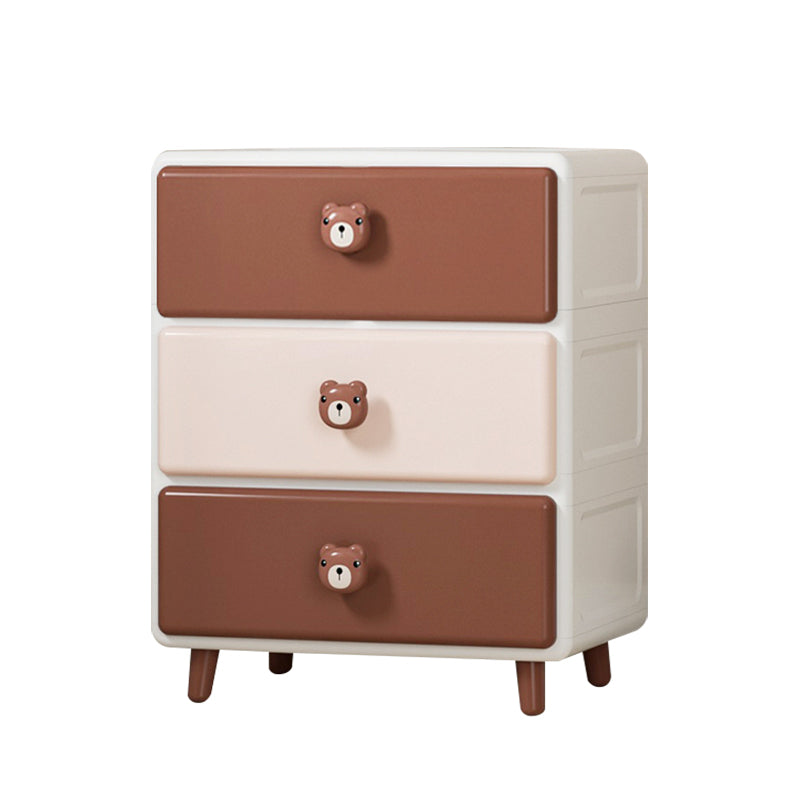 Northern European Vertical Kids Nightstand Pink/Brown Plastic Nursery Dresser for Room