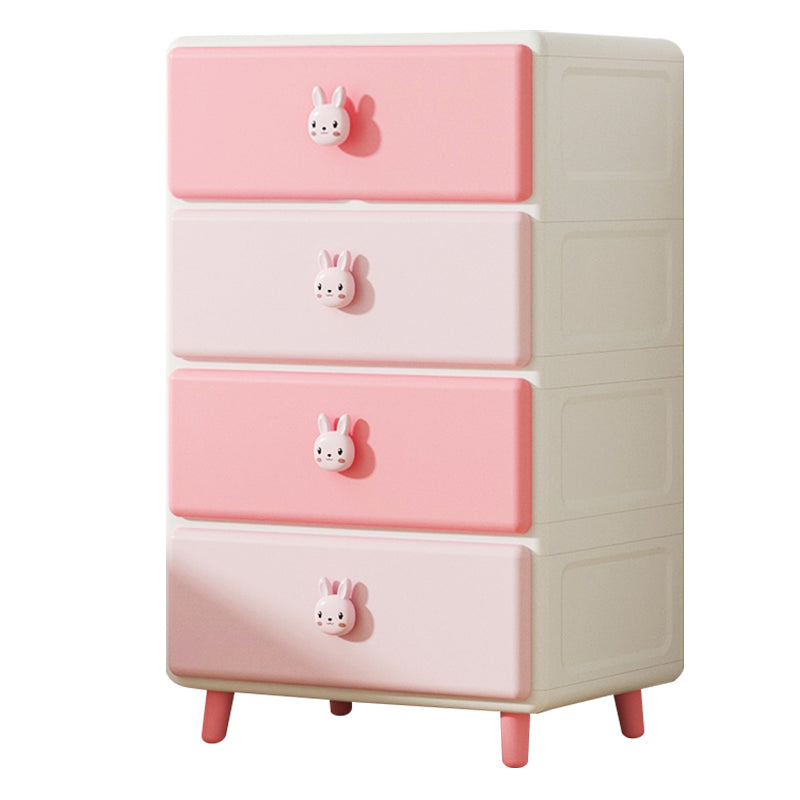 Northern European Vertical Kids Nightstand Pink/Brown Plastic Nursery Dresser for Room