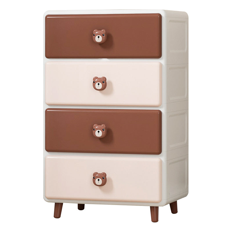 Northern European Vertical Kids Nightstand Pink/Brown Plastic Nursery Dresser for Room