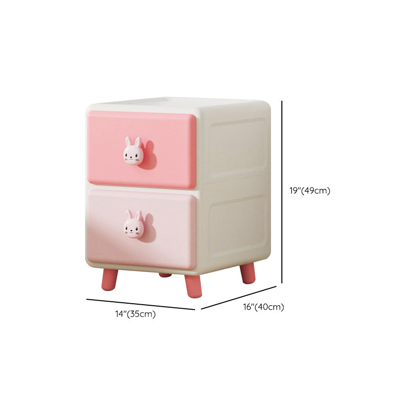 Northern European Vertical Kids Nightstand Pink/Brown Plastic Nursery Dresser for Room