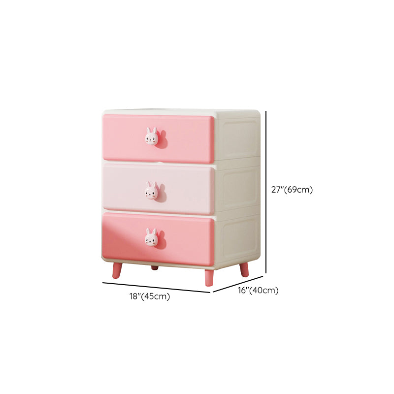 Northern European Vertical Kids Nightstand Pink/Brown Plastic Nursery Dresser for Room