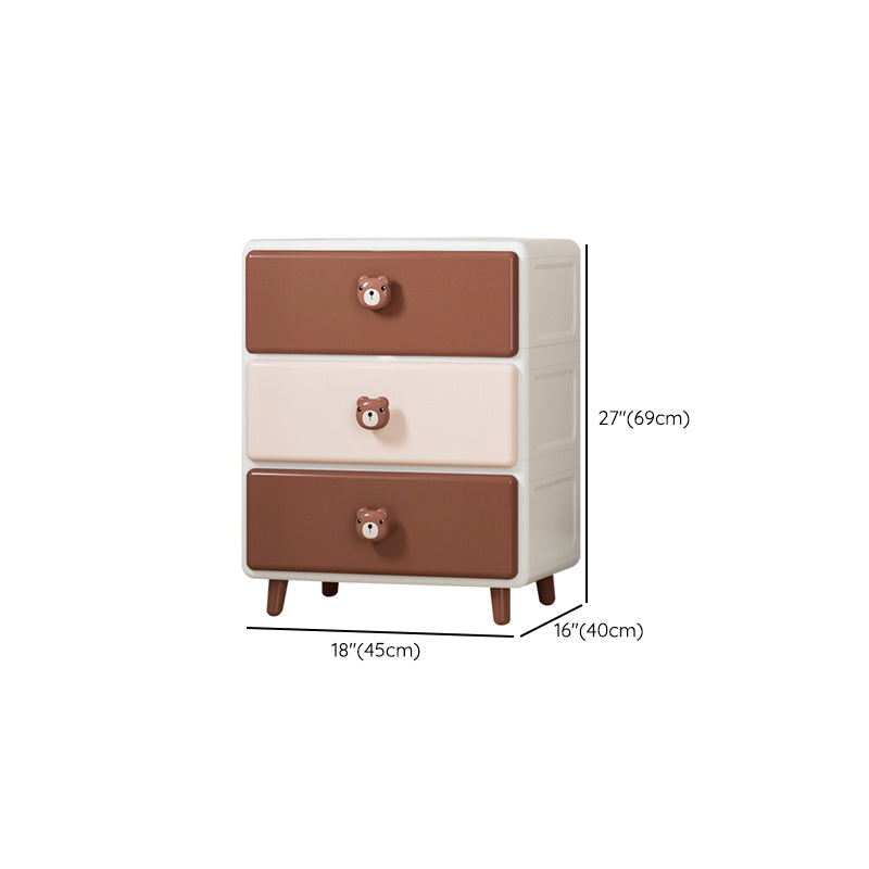 Northern European Vertical Kids Nightstand Pink/Brown Plastic Nursery Dresser for Room