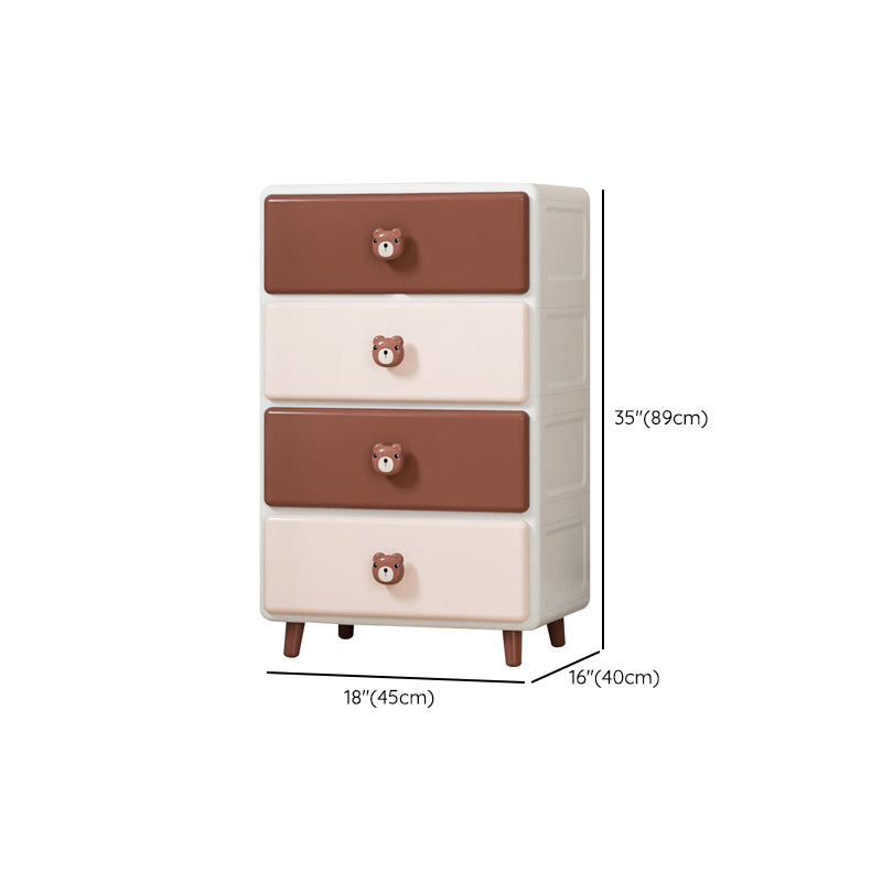 Northern European Vertical Kids Nightstand Pink/Brown Plastic Nursery Dresser for Room