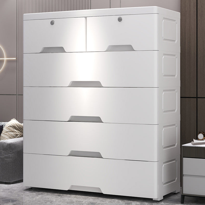 Nordic Vertical Kids Nightstand 6 Drawers Plastic Nursery Dresser for Bedroom