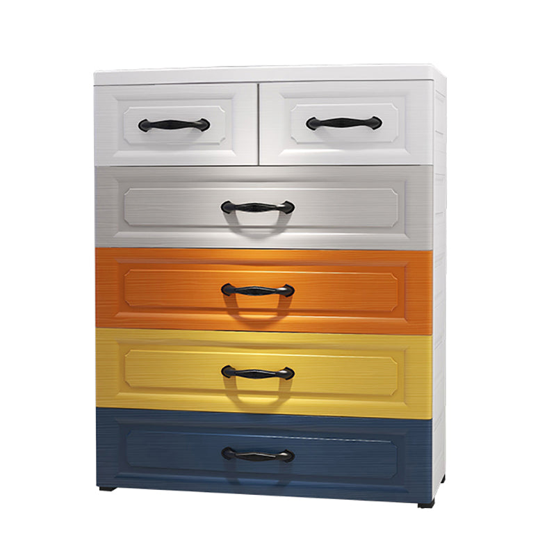 Nordic Vertical Kids Nightstand 6 Drawers Plastic Nursery Dresser for Bedroom