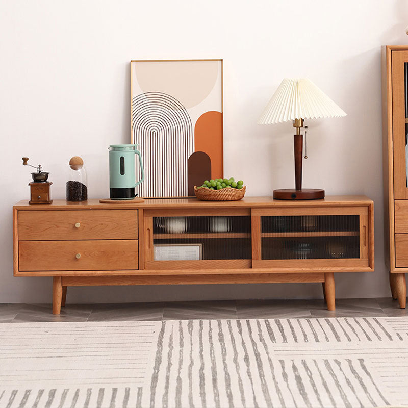 Scandinavian TV Stand Console Wooden TV Media Stand with Drawers