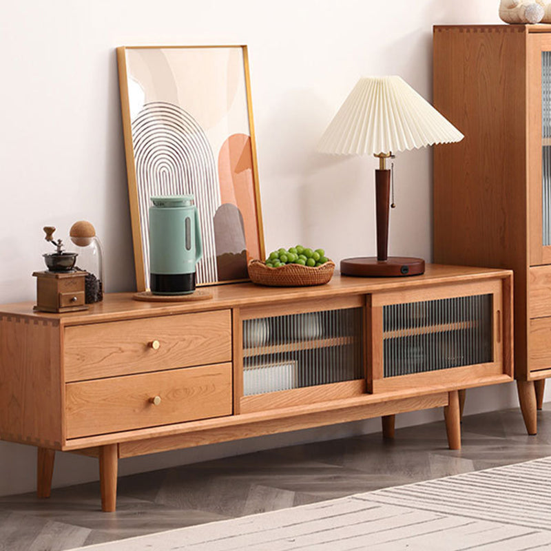 Scandinavian TV Stand Console Wooden TV Media Stand with Drawers