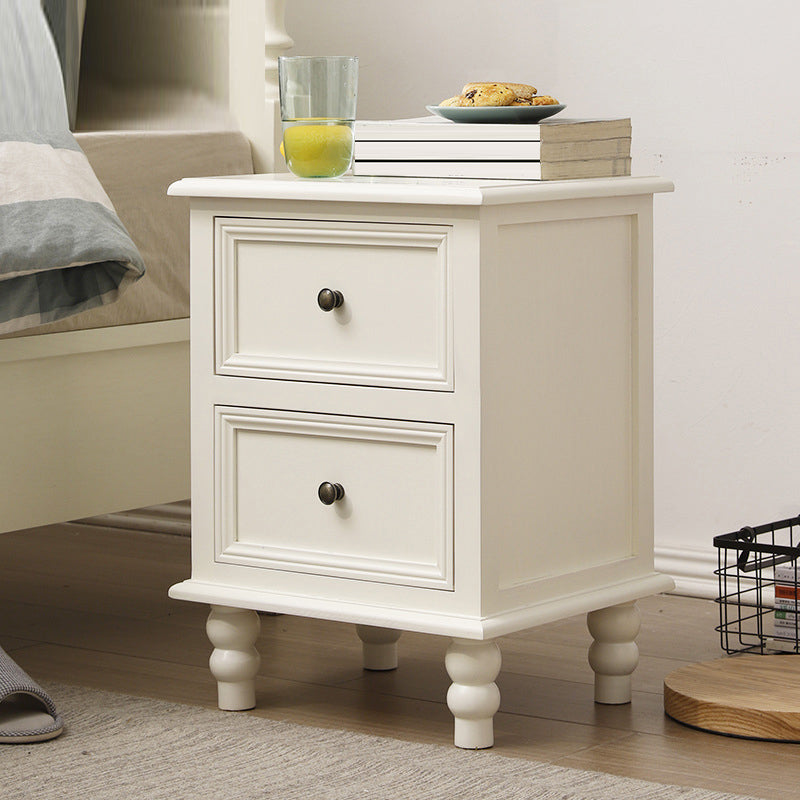 Traditional Night Table Drawer Storage Pine Nightstand with Legs for Bedroom